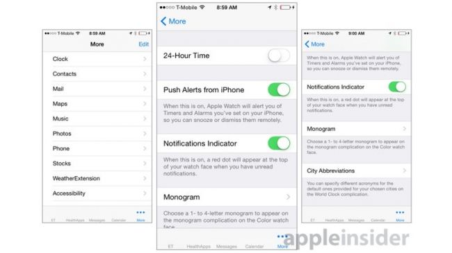 Apple Watch iPhone Uygulaması - Daha Falzla Menüsü